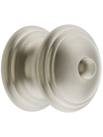 Traditional Brass Cabinet Knob with Turned Base - 1 1/4 inch Diameter in Satin Nickel Finish.
